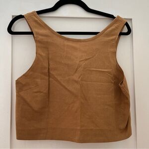 NWT Curry Beth Linen Boxy Crop Tank Top with Tulip Back